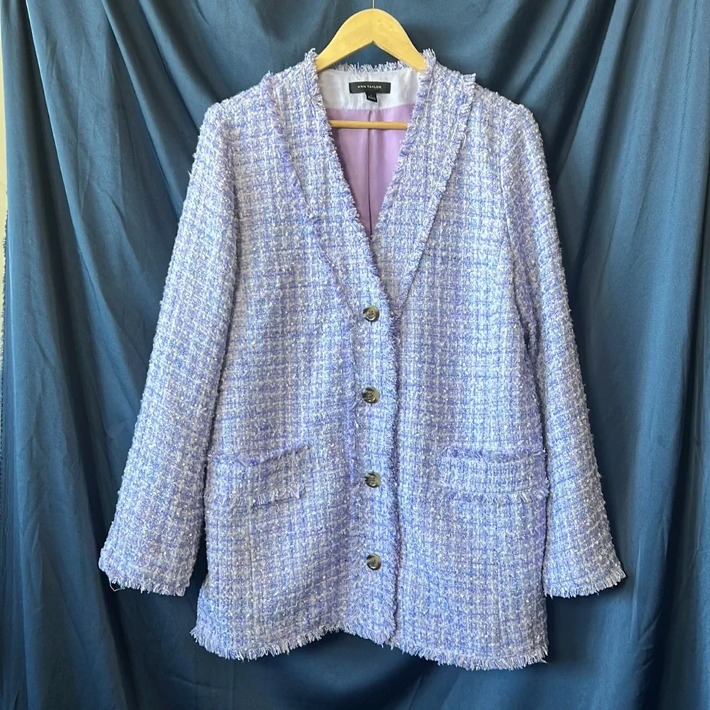 Ann Taylor Lavender Tweed Blazer Jacket